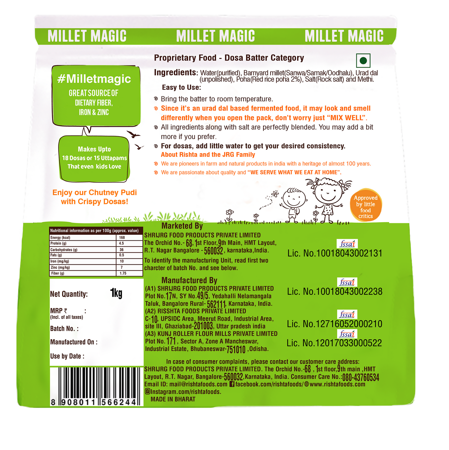 Rishta Barnyard Millet Dosa Batter with Chutney Pudi Offer